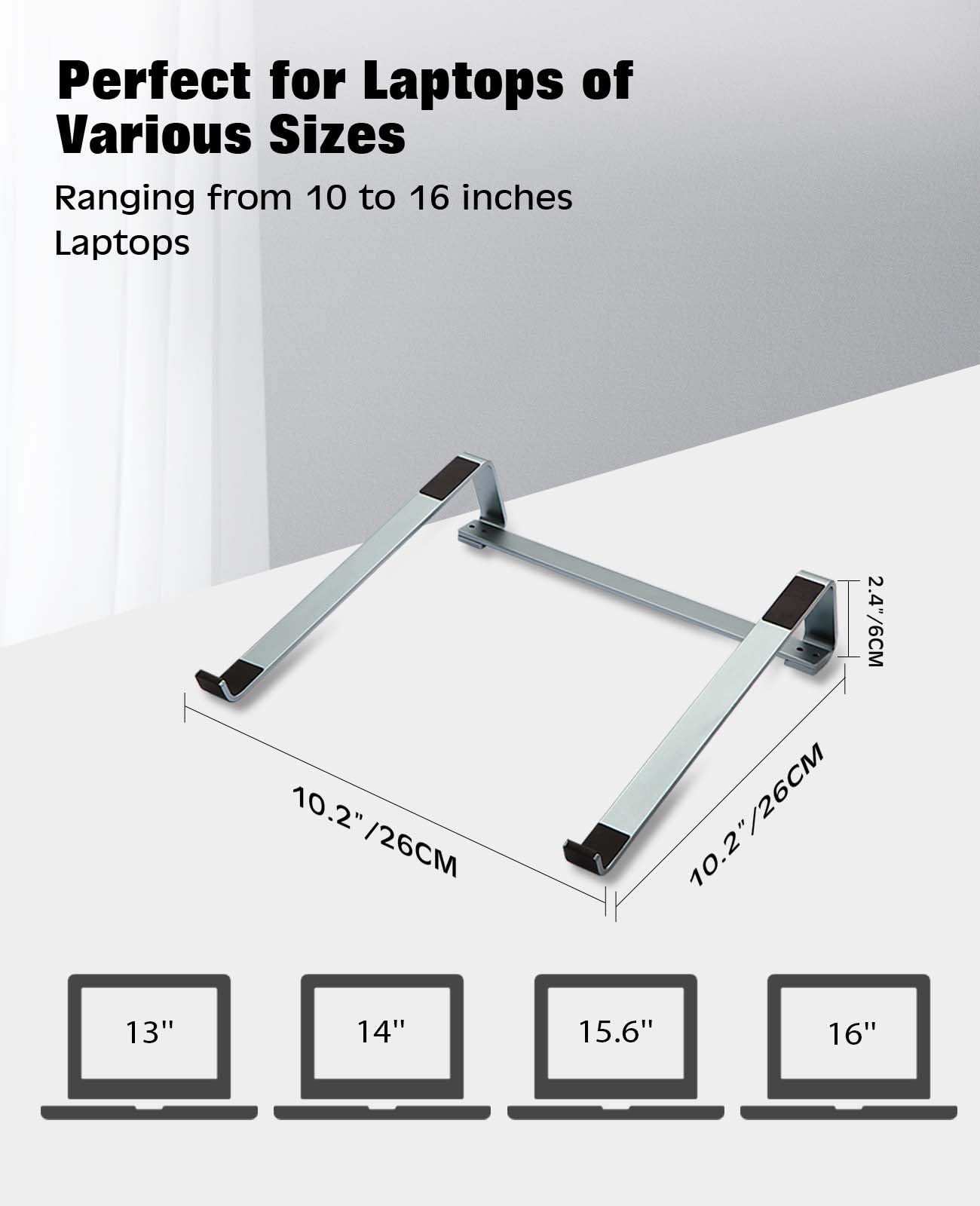 Thibault Aluminum Laptop Stand for Desk - Cooling Ergonomic Design - Fits MacBook Air Pro/DELL/HP/Lenovo/ThinkPad/Alienware - 14/15.6/16 -Easy Assembly- Ventilated Laptop Stand - Blue Grey - Image 4