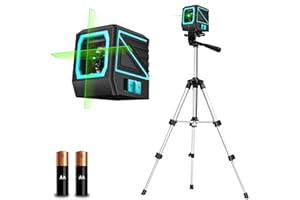 FenorGan Laser Level with Tripod, 100 Foot self Leveling Green Crosshair Laser Large Window Upgrade, Suitable for Hanging Cer