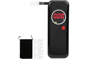 Aramox Breathalyzer, LCD Digital Breath Tester Drunk Driving Analyzer Test Tool with 10Pcs Blow Tube(Black)