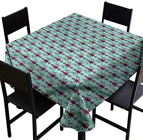 home1love Damask Square Tablecloth Floral Vase Pattern for Events Party Restaurant Dining Table Cover 70 x 70 Inch