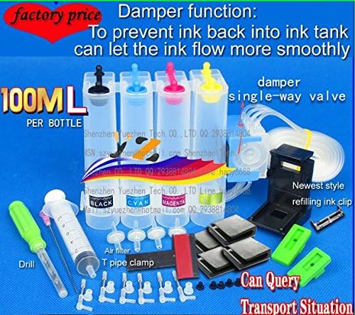 CISS KIT compatible for CANON 40 41 825 835 540 541 740 741 83 855 826 825 98 845 845 815 816 840 841 88 830 831 810 811 57 cartridge&printer with damper (Prevents ink from flowing backwards)