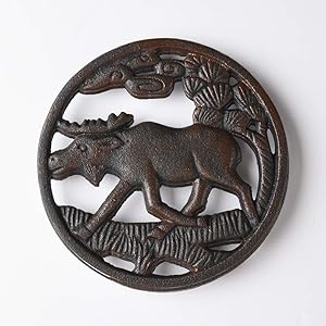 Cast Iron Bull Pot Trivet Decorative Rusted Design Recycled Metal Hot Dishes Stands Holders For Kitchen Counter Dining Table Plant Pots Vintage Rustic Artisan Design Christmas Housewarming Gift