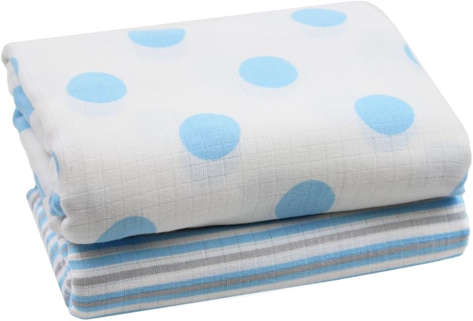 juDanzy 100% Cotton Swaddle Set of 2 Large 45"X45" Muslin Baby Girl or Boy Blankets (Prince William)