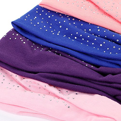 image for YOMXL Women Elastic Turban Diamond Hair Band Headwear Head Wrap Crysta