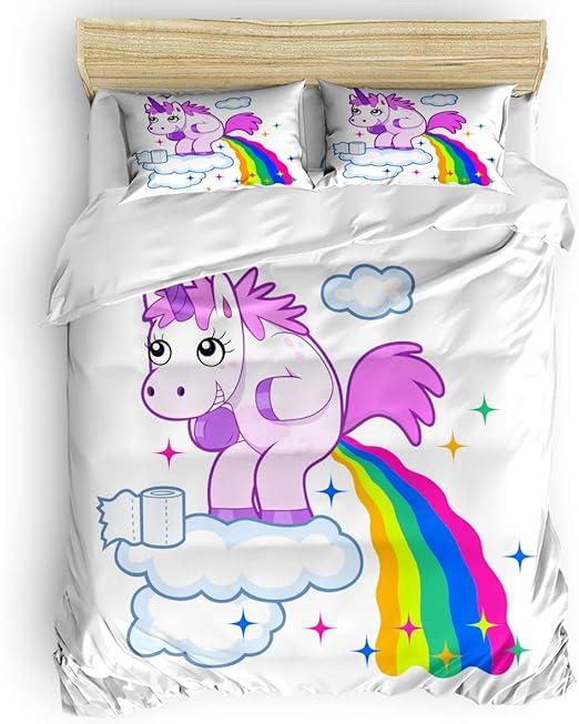 unicorn print bed sheets