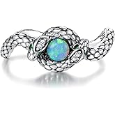 ZAXSJ Sterling Silver Snake Ring for Women: Vintage Opal Stackable Ring Jewelry Gifts for Snake Lovers