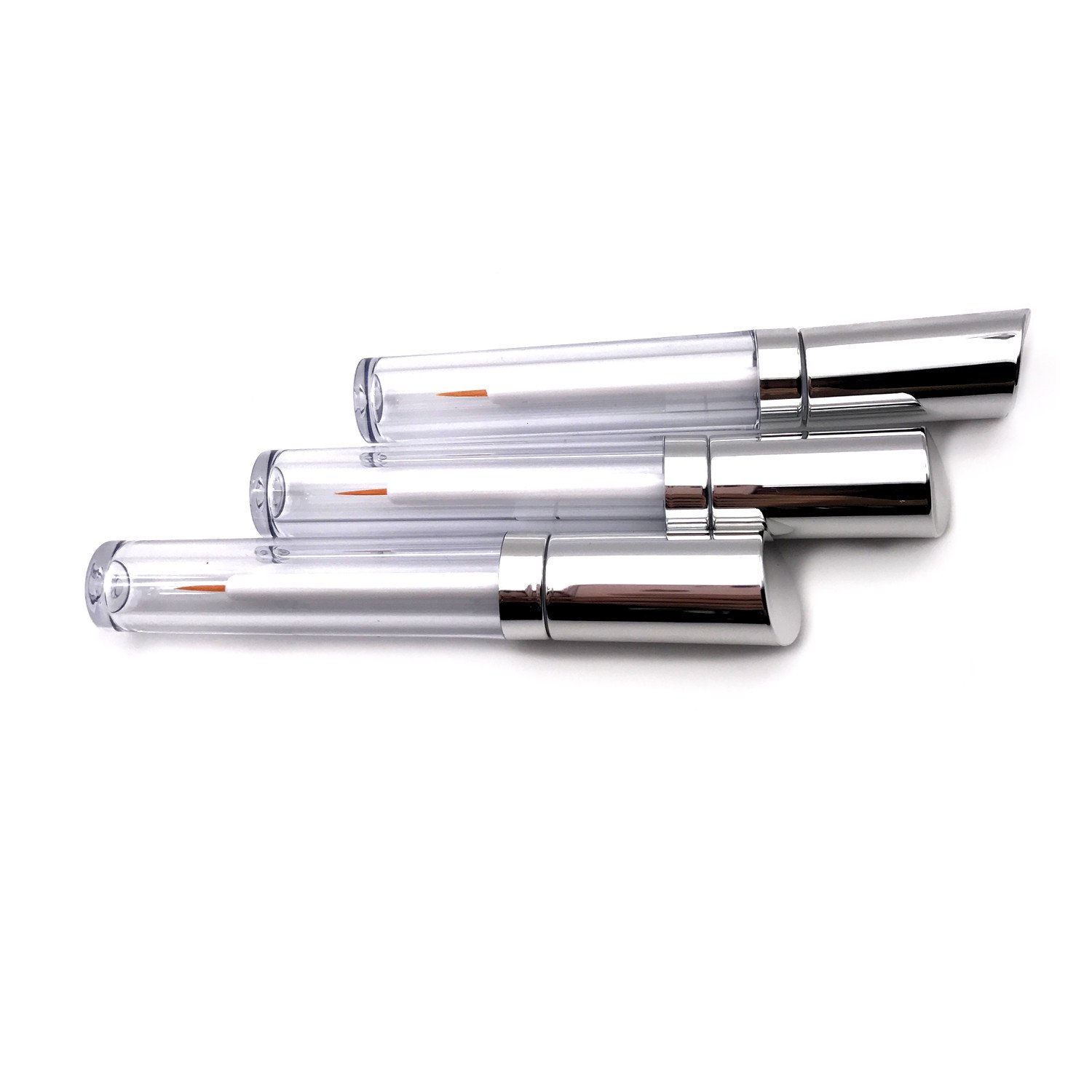 3 pcs 5ml Silver Acrylic Empty Eyelashes Tube Eyeliner Vials Bottle With Wand Applicators for Eyelash/Eyebrow Growth Serum Castor Oil: Beauty