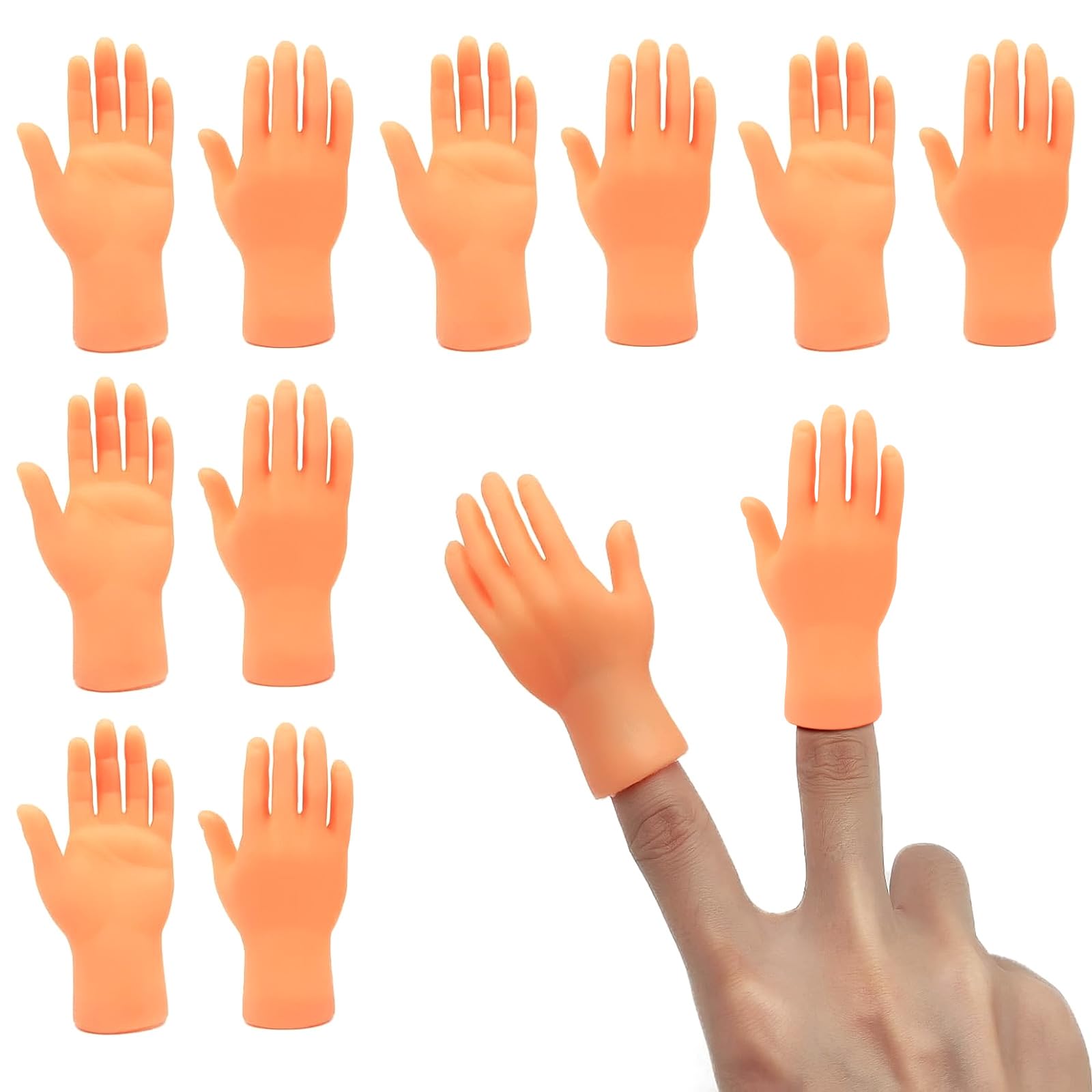 10 Pcs Tiny Hands, Finger Puppets - Mini Finger Hands for Joke Toys, Prank Game, Video Shooting Prop, Human-pet Interaction