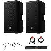 Electro-Voice ZLX-12P-G2 12" 2-Way 1000W Bluetooth-Enabled Powered Loudspeaker (Pair) Bundle with Auray SS-47S-PB Steel Speaker Stands with Carrying Case and 2X XLR Cable