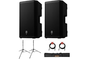 Electro-Voice ZLX-12P-G2 12" 2-Way 1000W Bluetooth-Enabled Powered Loudspeaker (Pair) Bundle with Auray SS-47S-PB Steel Speaker Stands with Carrying Case and 2X XLR Cable