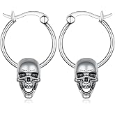 Skull Earrings 925 Sterling Silver Gothic Skull Dangle Earrings Skull Jewelry Gift for Women Men