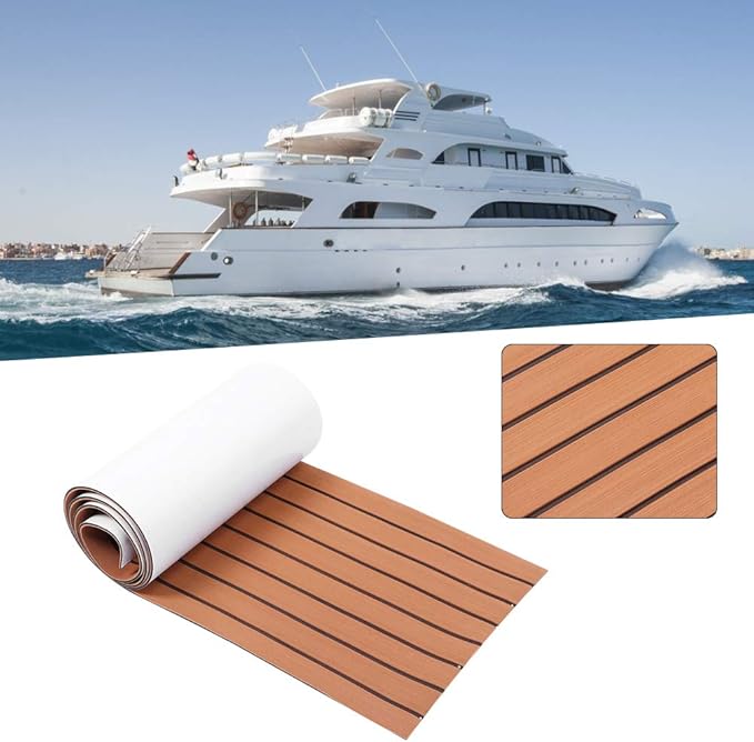 Tappeto Per Barca Antiscivolo In Finto Teak EVA, Autoadesivo, Per Ponte Di Yacht, Camper, 240x45 Cm - 4