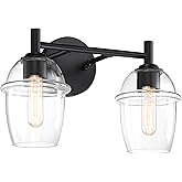 DESIGNERS FOUNTAIN Summer Jazz 16 inch 2-Light Matte Black Bathroom Vanity Light Fixture with Clear Glass Shades, D310M-2B-MB