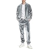 Heyfanee Mens Velour Tracksuits 2 Piece Set Full Zip Sweatsuit for Men Jogging Suits Velvet Jacket Pants Outfits