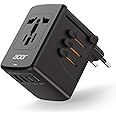 Acer Universal Travel Plug Adapter - International Power Adapter with 5 USB Ports (3 USB C) 5.8A, Worldwide Outlet Charger for USA to European UK France Germany Spain, Type C/E/F/G/I/L/A, Black