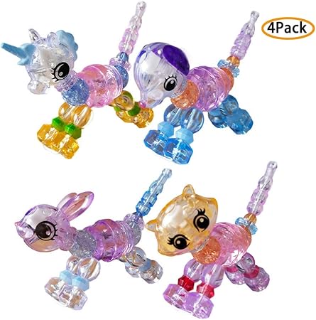 Amazon 女の子 ビー キット アクセサリー 魔法のブレスレット ネックレス ペット カラフルビーズ Diyブレスレット ビーズ ブレスレットtwist Pets ブレスレット ネックレス またはかわいい動物の形にねじれて作ることができます 知育玩具 ユニコーン 猫 犬 鹿