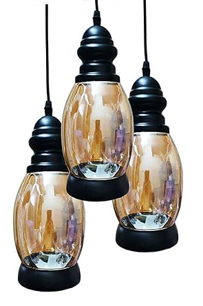Lightingworld Glass Chandelier Hanging Ceiling Light Black