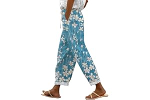 GOKKILRW Womens Floral Print Capris Lounge Cropped Pant Boho Vacation Palazzo Pants Elastic Waist Lightweight Causal Joggers