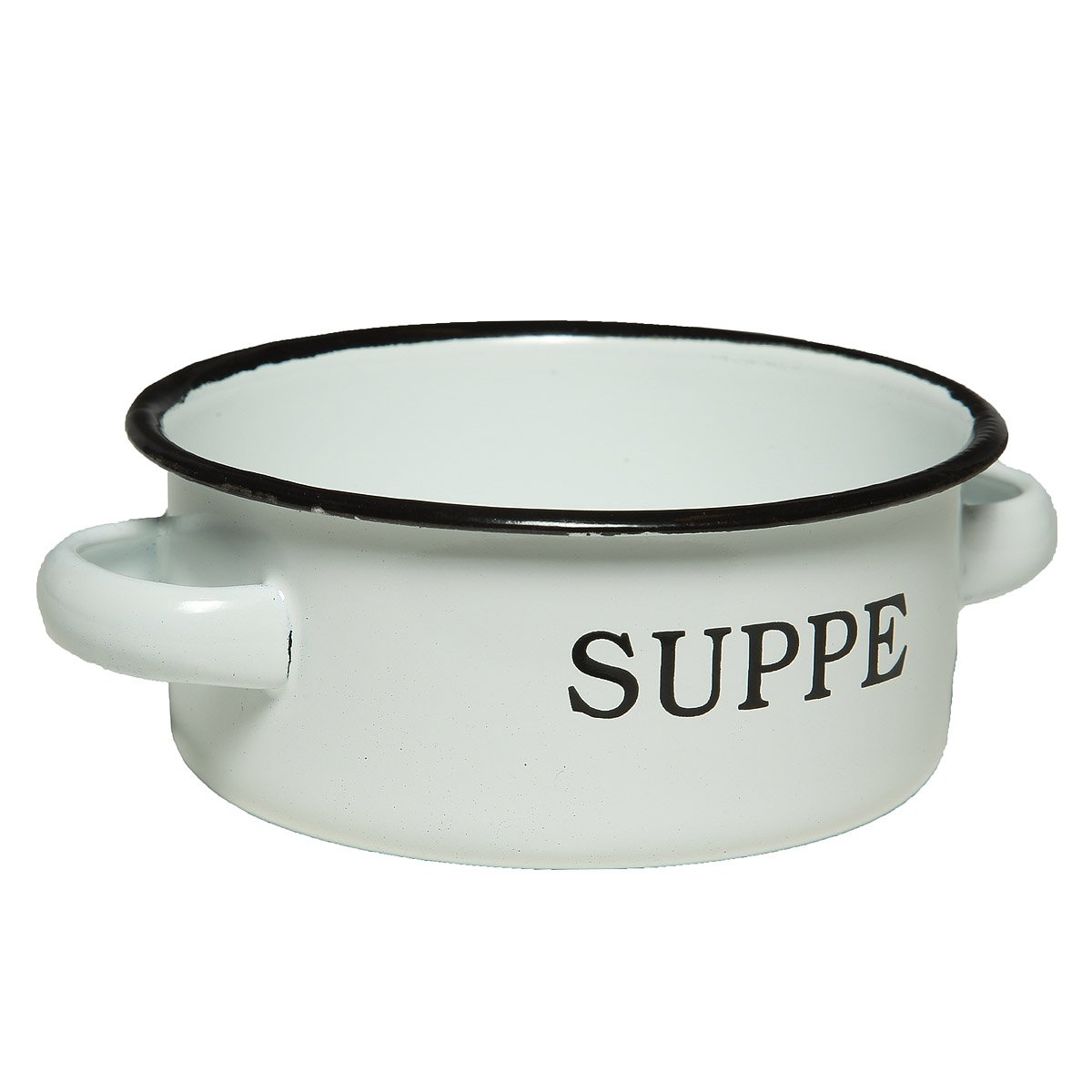 Ambiente Haus Soup bowl, sheet steel, enamelled, white, 5 x 14 x 11 cm