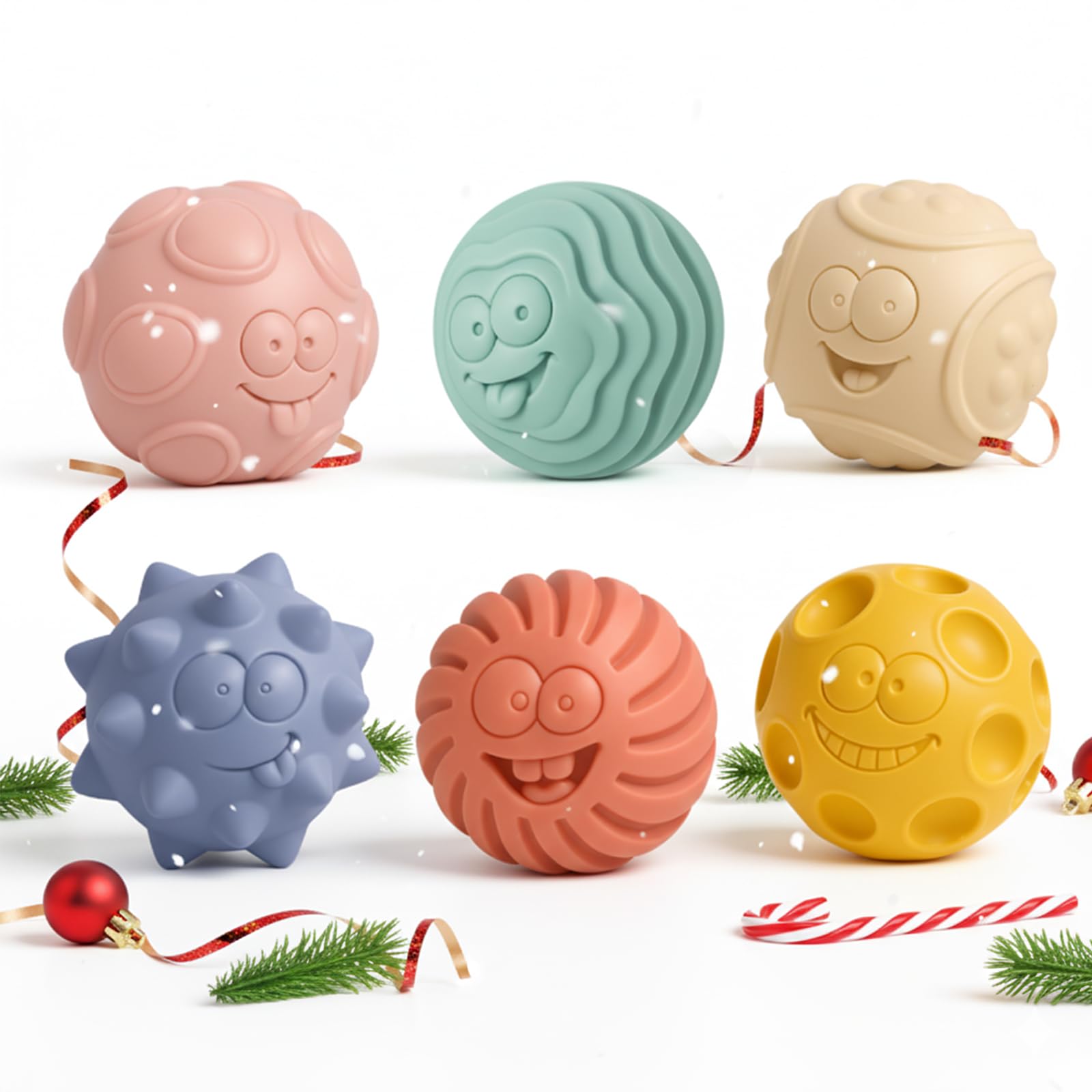 ROHSCE 6PCS Sensory Balls for Baby, Soft Textured Balls for Infants & Toddlers 6-12 Months, Colorful Infant Ball Toys for Tummy Time & Learning, Montessori Gift for Baby Boys & Girls