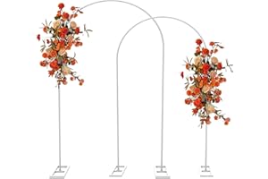 Queension Arch Backdrop Stand Set of 7.2FT & 6.6FT, Metal Wedding Arch Stand with Base for Ceremony, Balloon Arched Backdrop Frame for Birthday Party Baby Shower Celebration Decorations, White