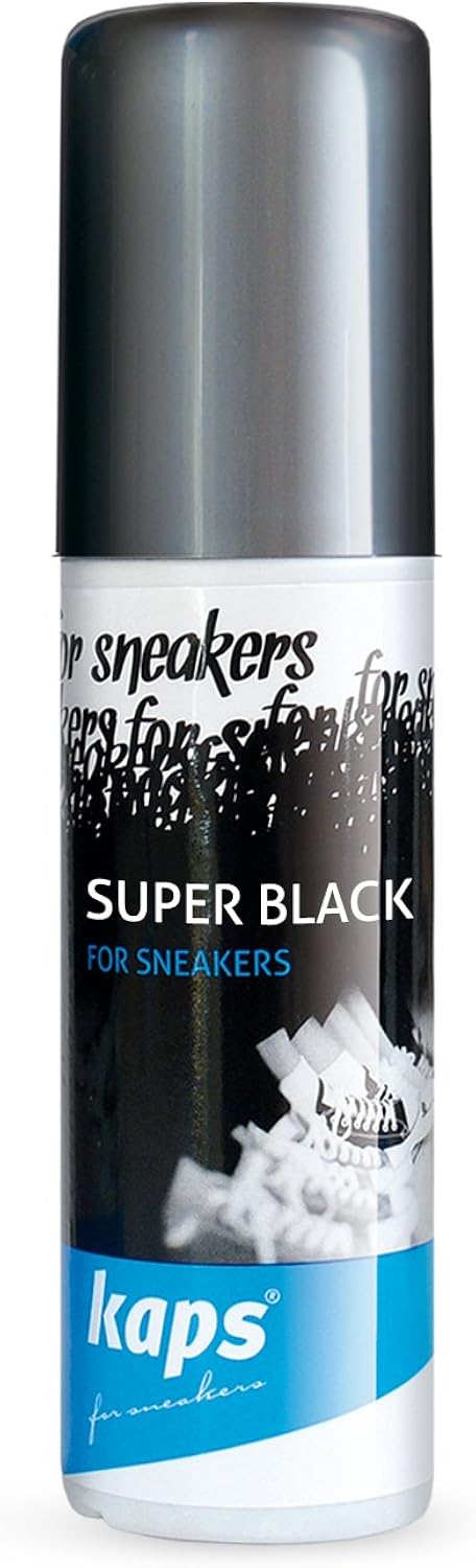 Kaps Black Trainer Polish and Shoe Colour Restorer, Revives Faded Canvas, Fabric, Leather and Synthetic Footwear