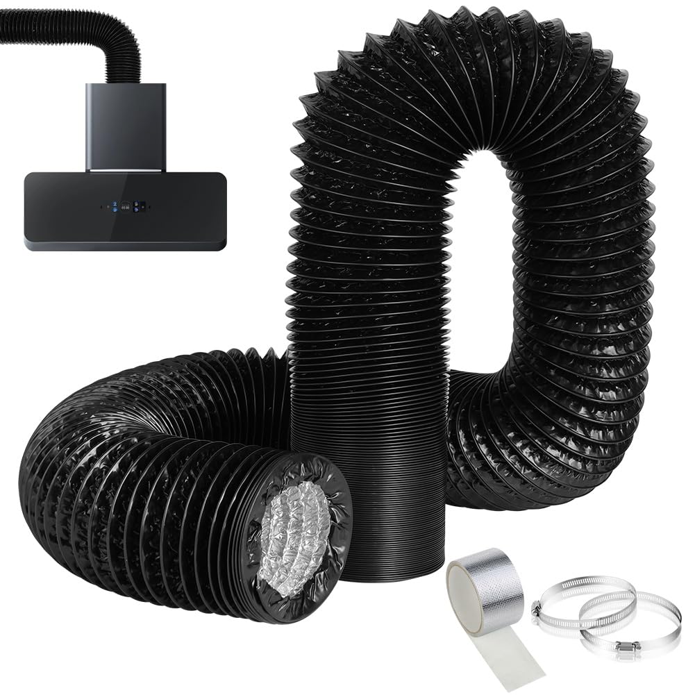 Adiwo Ducts Flexible Aluminium Hose Diameter 150 mm with Accessories, 3 m 4 Levels Flexible Aluminium PVC Ventilation Hose for Air Conditioning, Dryer, Extractor Hood