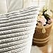 Home Brilliant Striped Velvet Cushion Cover for Chair Supersoft Handmade Decorative Pillowcase, Light Grey, 18