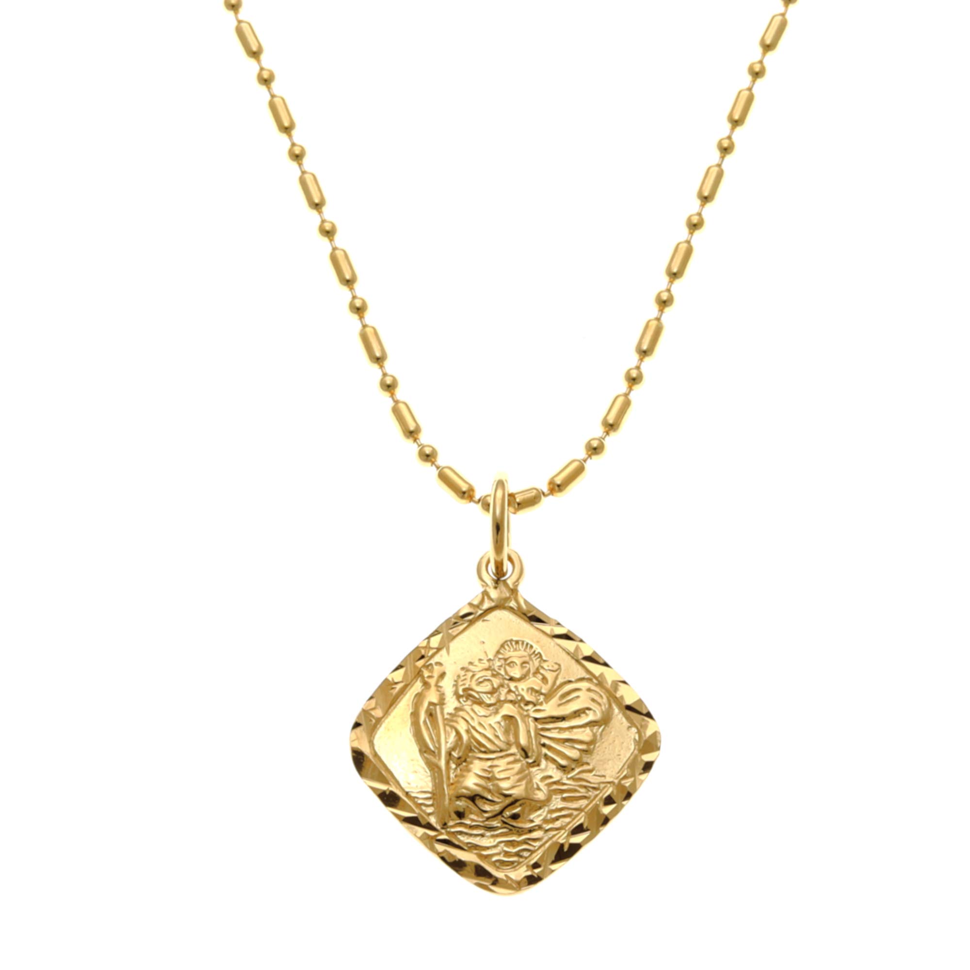 Oobi Doop Gold Plated Sterling Silver St Christopher Pendant Necklace with Adjustable Chain and Jewellery Gift Box