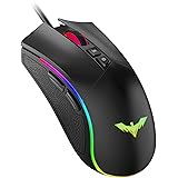 Havit RGB Gaming Mouse Wired Programmable Ergonomic USB Mice 4800 Dots Per Inch 7 Buttons & 7 Color Backlit for Laptop PC Gam