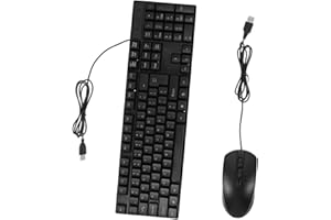SOLUSTRE Wired USB Keyboard and Silent Mouse Combo for PC and Laptop, Modern English Letter Keyboard