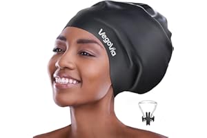 VegoVia Large Swim Cap for Braids and Dreadlocks, Waterproof Silicone Swimming Cap for Women Men Adult Long Hair to Keep Hair Dry