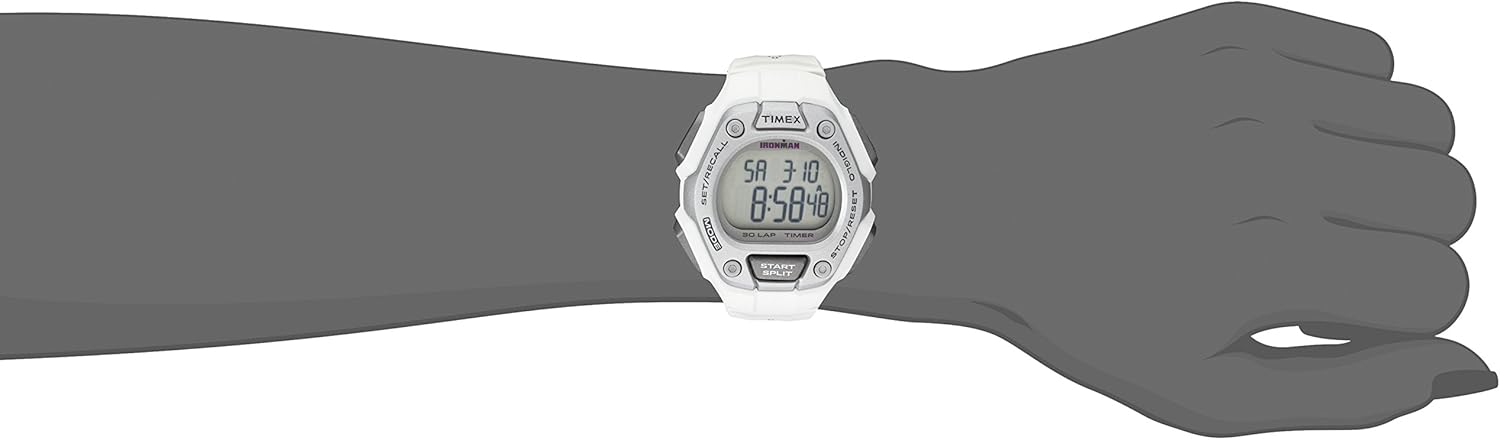 Timex Women's Ironman 30-Lap Digital Quartz Mid-Size Watch, White/Silver-Tone - TW5K89400: Timex: Watches