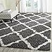 SAFAVIEH Area Rug 8x10 - Dallas Shag Collection - Large - Dark Grey & Ivory, Trellis Pattern, Non-Shedding & Easy Cleaning, Plush Thick Pile, Ideal for Living Room, Bedroom, Dining Space (SGD257A)