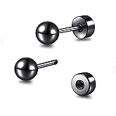 TitanHeart Hypoallergenic Titanium Screw Back Flat Back Ball Stud Earrings 3mm-5mm Simple Classic Stud Earrings for Women Men Sensitive Ears