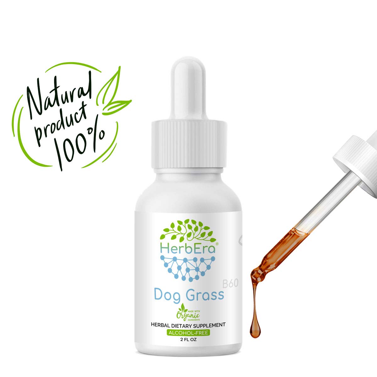Dog Grass B60 Alcohol Free Herbal Extract Tincture Organic Dog