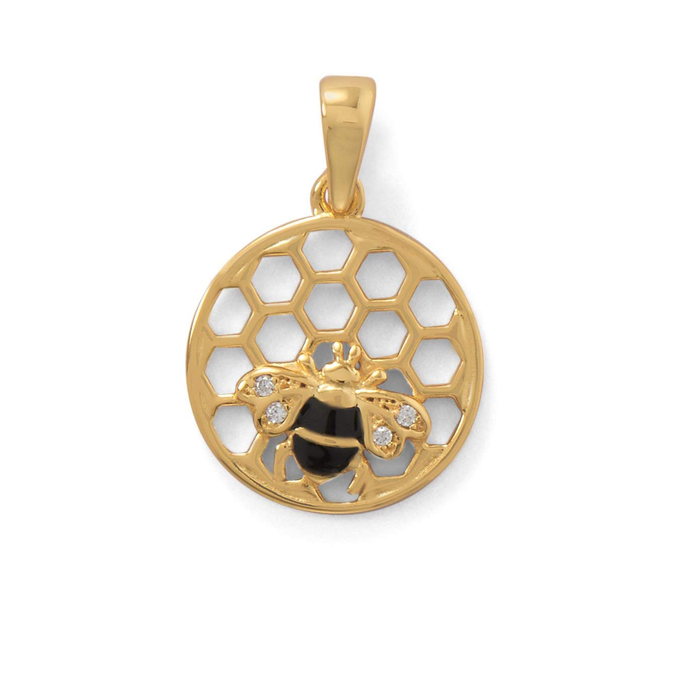 Bunnyberry 14 Karat Gold Plated Honeycomb with Bee Pendant
