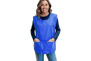XOVAHZEN Large Smock Cobbler Apron for Men & Women, Adjustable Side Ties & 2 Pockets - Unisex Work Apron for Chef Kitchen, Ha