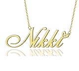 AOLO Nikki Heart Name Necklace 18k Gold Plated