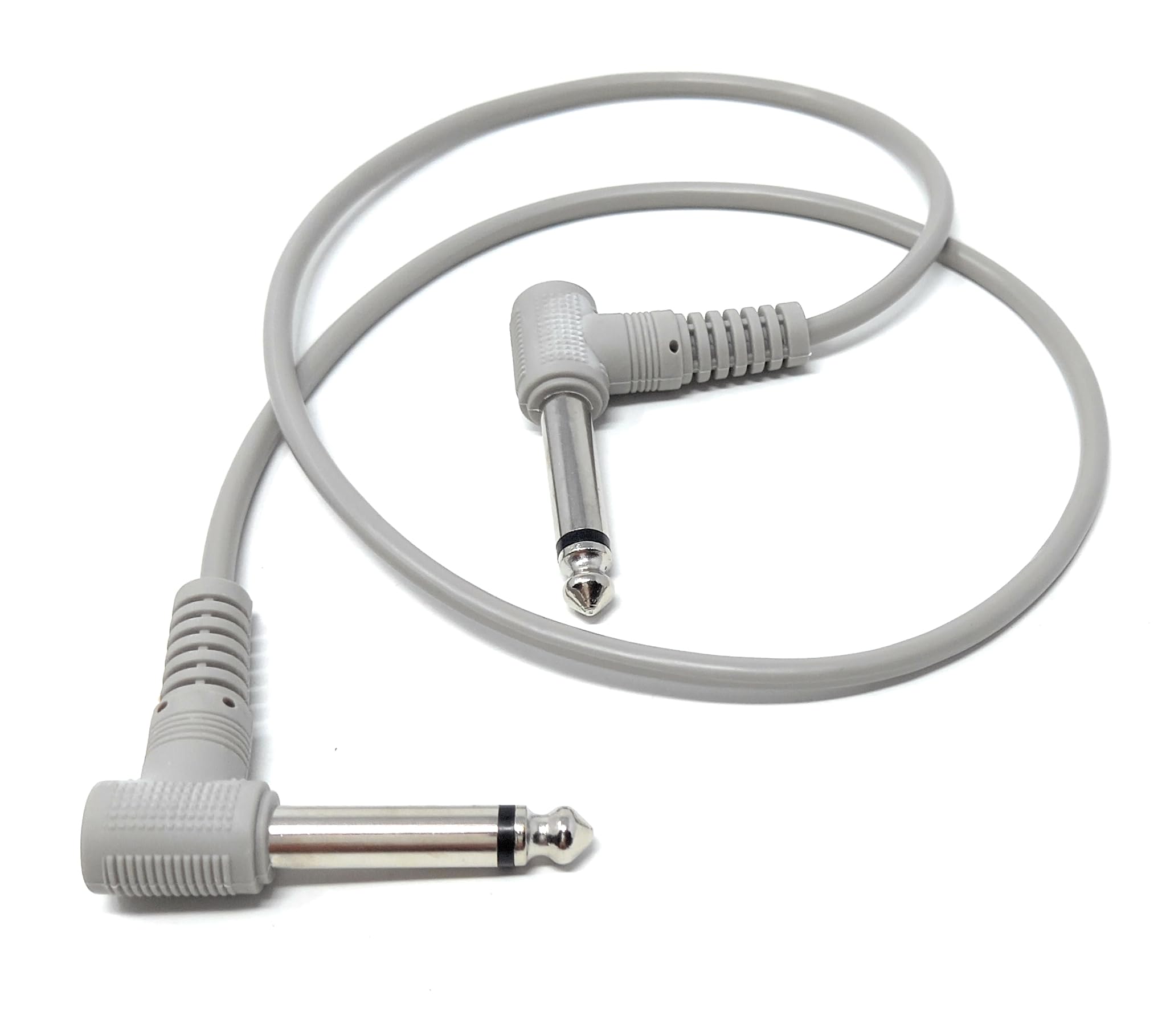 DRUT 6.35mm 1/4" TS Mono Jack to Jack Plug Lead for Guitar, Amplifiers, Music Instruments, Speakers, Microphone Cable (Dual Right Angle, Grey, 0.6m)