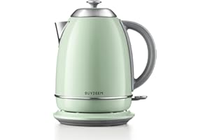 BUYDEEM K640 Stainless Steel Electric Tea Kettle with Auto Shut-Off and Boil Dry Protection, 1.7 Liter Cordless Hot Water Boi