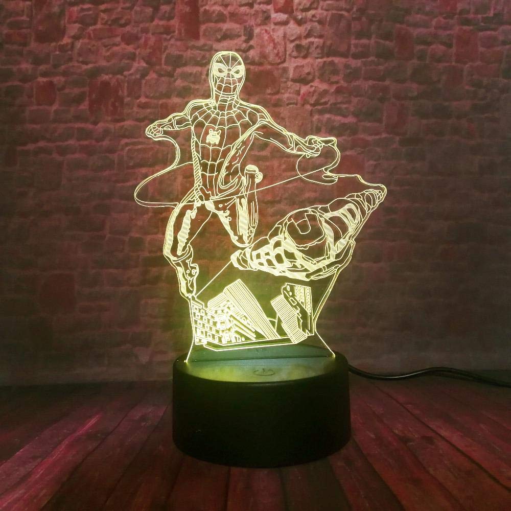 Novedad Marvel Avengers Figura Superheroe De Dibujos Animados Spiderman Iron Man Lampara De Mesa 3d Luz Nocturna De Humor Led Usb Regalo Para Ninos Juguetes Para Bebes Touch One 7 Color Usb
