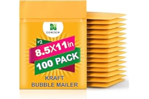 DOWDEW Kraft Bubble Mailers [100 Pack] 8.5 inch x 11 inch #2 Padded Shipping Envelopes Self Sealing Cushioned Packaging Bags