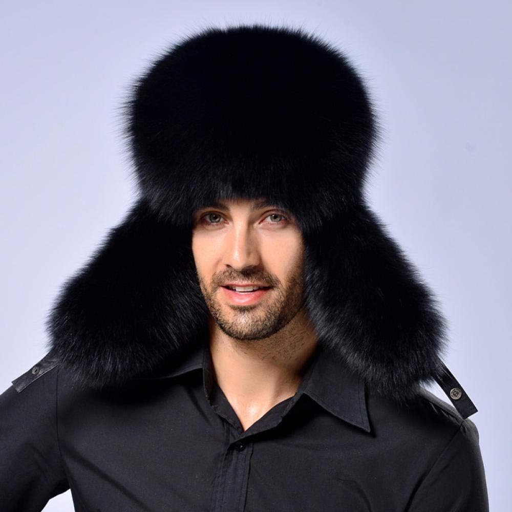 Winter Warm Bomber Hat For Mens Russian Leather Trapper Hat Faux Male