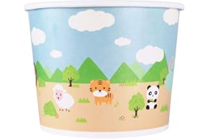 Karat [16oz - 1000 ct] Paper Ice Cream Cups & Soup Bowls for Hot/ Cold Food - Ideal for Soup, Ice Cream, Gelato, Yogurt and Snacks - Safari Theme