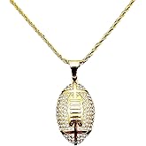 VUIFONGS Iced Out Pendant American Football Necklace for Men Anthletes Hip Hop Iced Out Chain Sports Pendant Rap Punk Rock Clubs Disco Diamond Bling Women jewelry Cuban Link chain for men