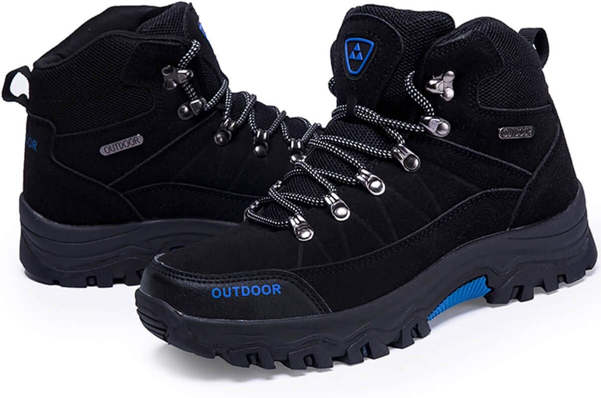 Men High Rise Outdoor Boots Non-Slip Trekking Shoes Lace-up Outdoor Shoes for All Season Walking, Travelling, Backpacking,Camping, Trekking, Biking