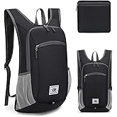 DOJUNS Hiking Backpack 15L Small Travel Backpack Lightweight Foldable Daypack Packable Camping Backpacks for Women Men (Black)