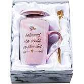 Mugpie She Believed She Could So She Did Coffee Mug - Congratulations Graduation Gifts for Her Women Girl Daughter College Nursing - Cute Motivational Inspiritional 12.5oz Pink Ceramic Cup + Gift Box