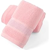 sense gnosis Pink Hand Towel Set of 2 Super Soft 100% Cotton Absorbent Plush Bath Hand Towels for Bathroom Home Decorative 13 X 29 Inches